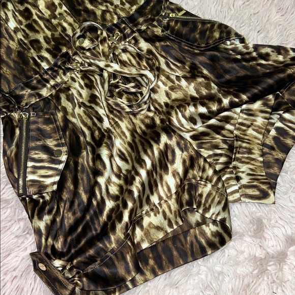 Cache Leopard Print Utility Romper – Size Small - Picture 2 of 8